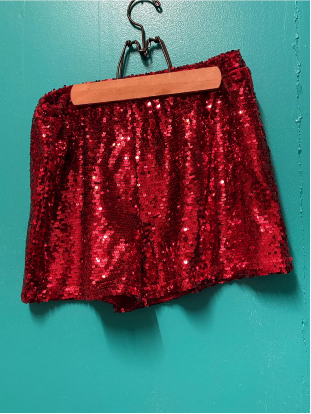 Women's Unbranded Red Sequin Shorts Size XL